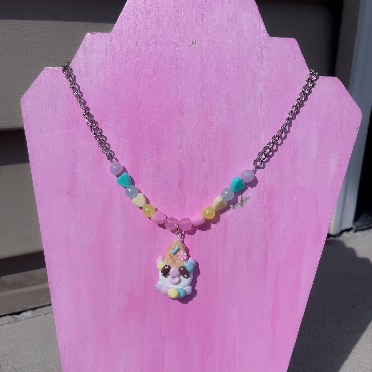 Clown Ice Cream Cone Necklace