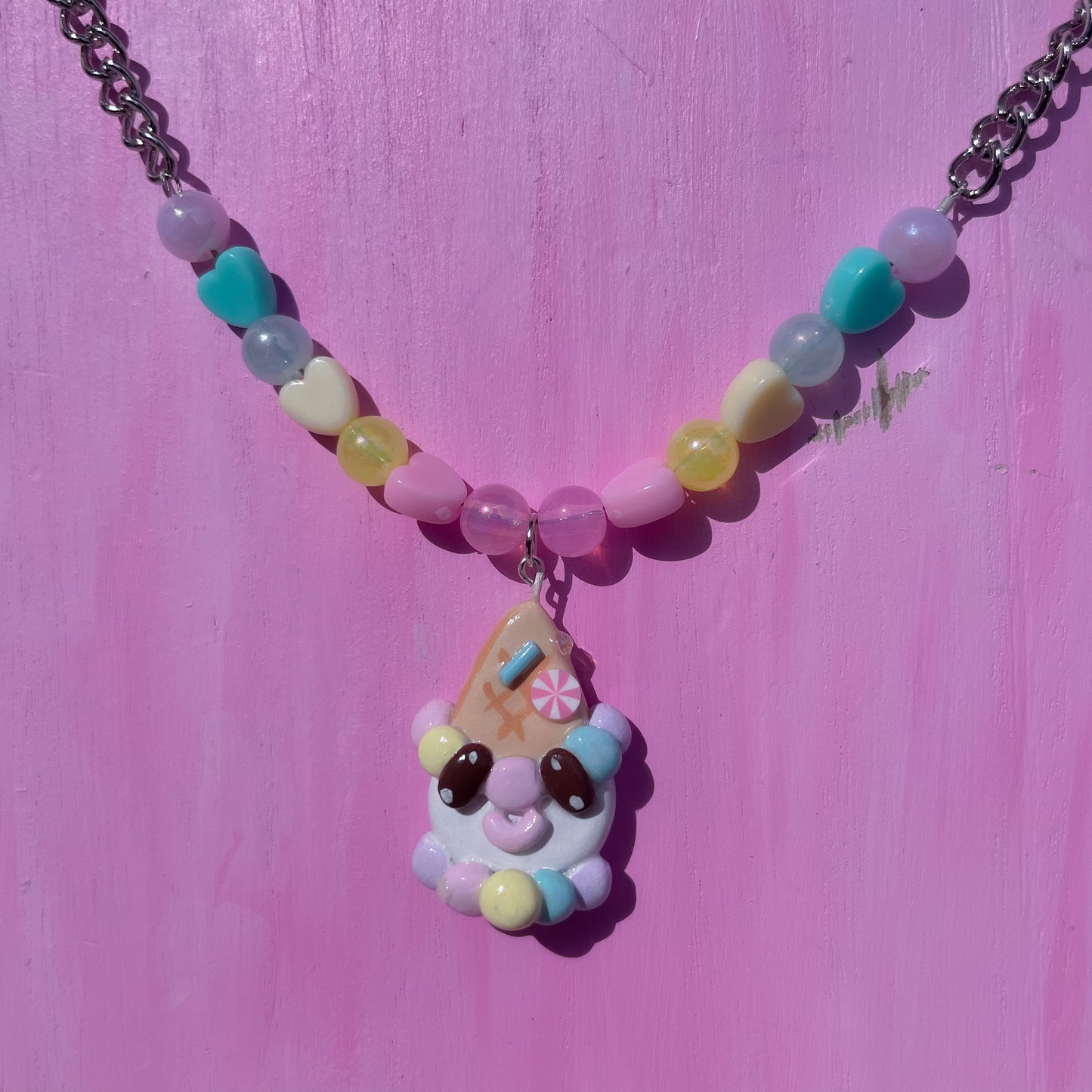 Clown Ice Cream Cone Necklace